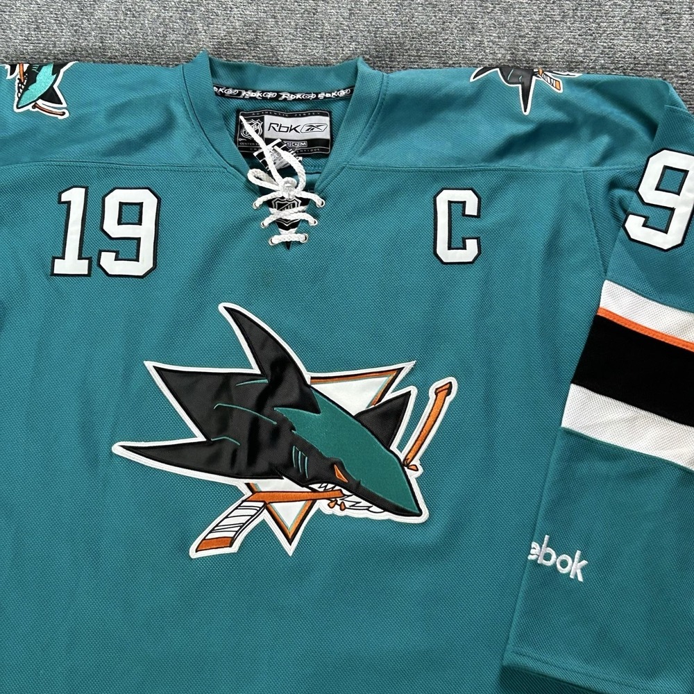 San Jose Sharks Jersey Mens 56 Blue NHL Hockey Reebok Thornton 19 Captain C VTG